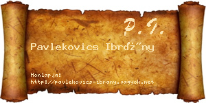 Pavlekovics Ibrány névjegykártya